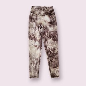 Gymshark Tie-Dye Leggings in Brown and Cream Medium